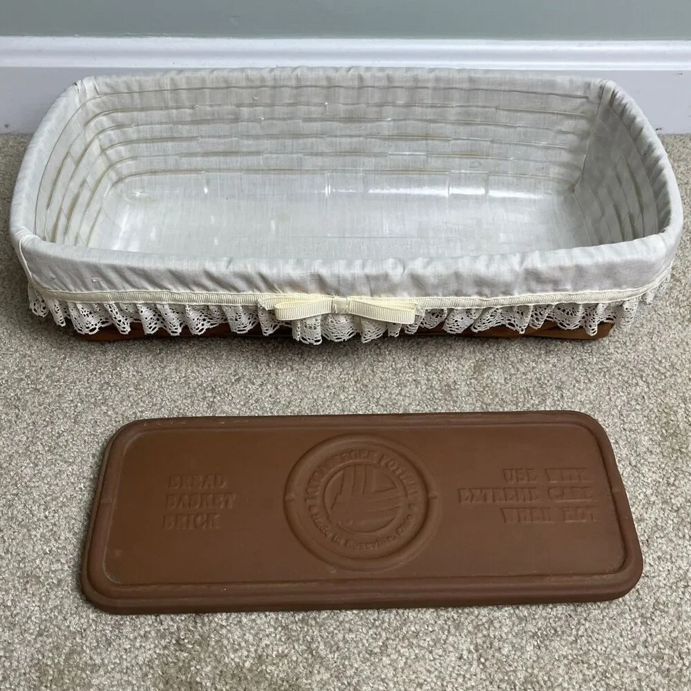 HTF Longaberger 1989 Bread Basket, Liner, Plastic Insert, Bread Brick w/Receipts
